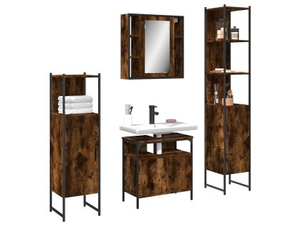 4dílná koupelnová sestava kouřový dub kompozitní dřevo 3214767