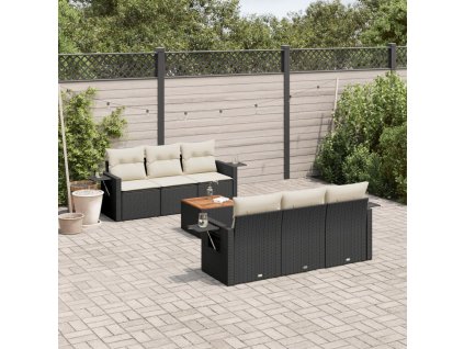 7dílná zahradní sedací souprava s poduškami černá polyratan 3224453