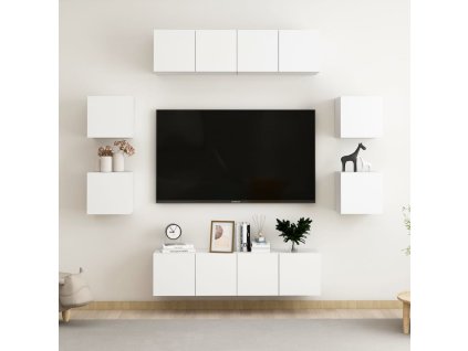 8dílný set TV skříněk bílý dřevotříska 3074457