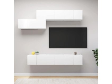 7dílný set TV skříněk bílý kompozitní dřevo 3078729