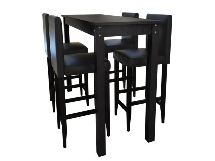 Barový stůl a 4 barové židle, černá 160725