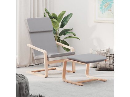 Relaxační křeslo s podnožkou světle šedé textil 3154413