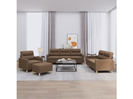4dílná sedací souprava s poduškami hnědá textil 3201547