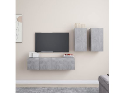 4dílný set TV skříněk betonově šedý dřevotříska 3079105