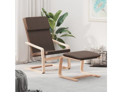 Relaxační křeslo s podnožkou tmavě hnědé textil 3154417