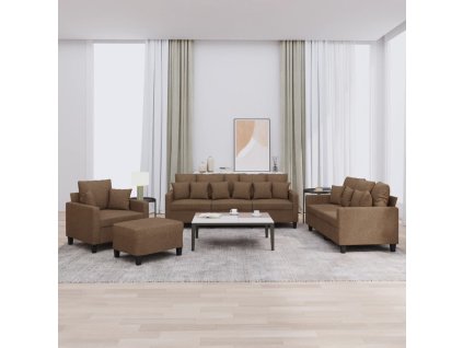 4dílná sedací souprava s polštáři hnědá textil 3201643