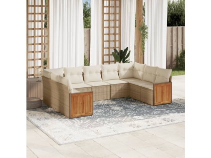 9dílná zahradní sedací souprava s poduškami šedá polyratan 3227957