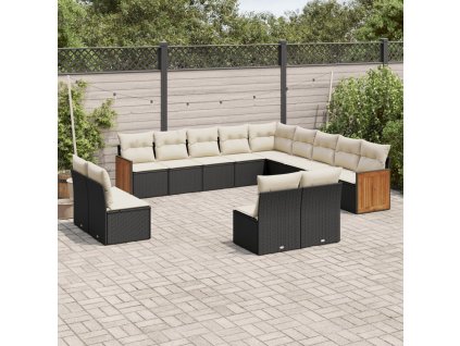 13dílný zahradní sedací souprava s poduškami černý polyratan 3228163