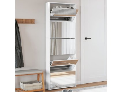 Botník se zrcadlem 5patrový bílý s vysokým leskem 63x17x169,5cm 3228282