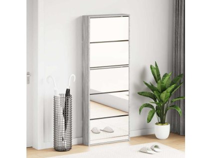 Botník se zrcadlem 5patrový šedý sonoma 63 x 17 x 169,5 cm 3228284