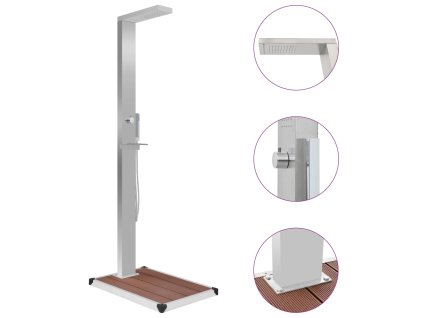 Zahradní sprcha s vaničkou WPC nerezová ocel 3051289