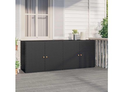 Zahradní úložná skříň černá 198 x 55,5 x 80 cm polyratan 319870