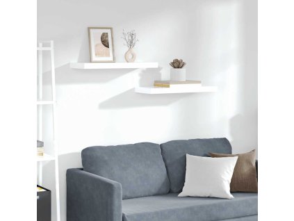 Plovoucí nástěnné police 2 ks lesklé bílé 60x23,5x3,8 cm MDF 323749