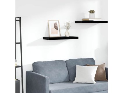 Plovoucí nástěnná police černá vysoký lesk 60x23,5x3,8 cm MDF 323769