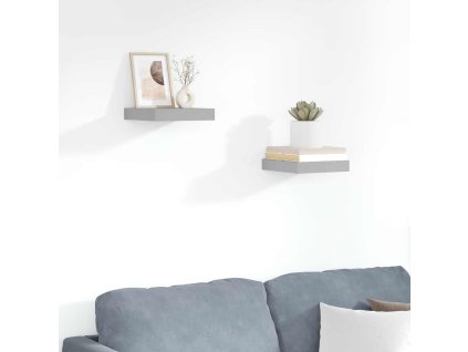 Plovoucí nástěnné police 2 ks šedé 23 x 23,5 x 3,8 cm MDF 323845