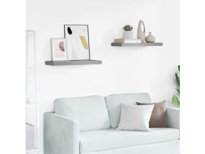 Plovoucí nástěnné police 2 ks šedé 60 x 23,5 x 3,8 cm MDF 323854