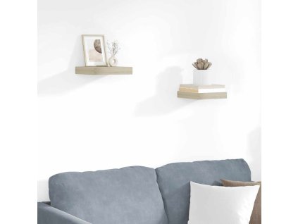 Plovoucí nástěnné police 2 ks dub 23 x 23,5 x 3,8 cm MDF 323866