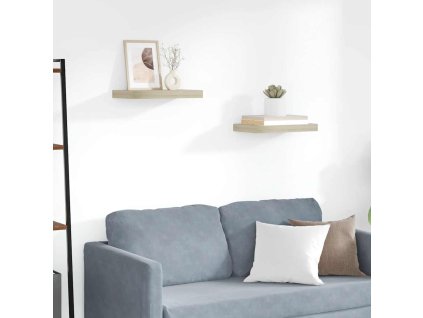 Plovoucí nástěnné police 2 ks dub 40 x 23 x 3,8 cm MDF 323869