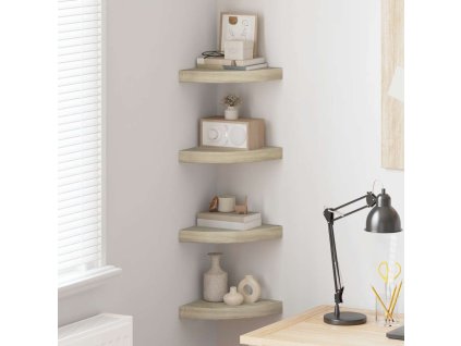 Plovoucí rohové police 4 ks dub 25 x 25 x 3,8 cm MDF 323906