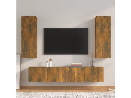 4dílný set TV skříněk kouřový dub kompozitní dřevo 3114203