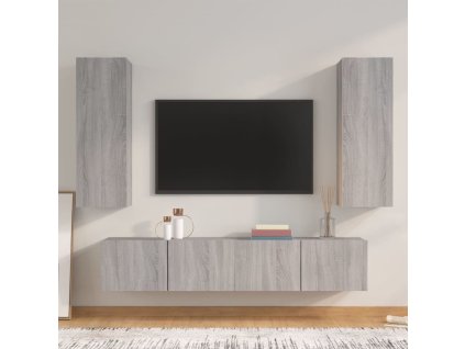 4dílný set TV skříněk šedý sonoma kompozitní dřevo 3114204