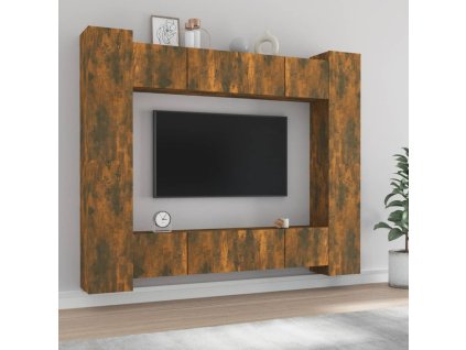 8dílný set TV skříněk kouřový dub kompozitní dřevo 3114235