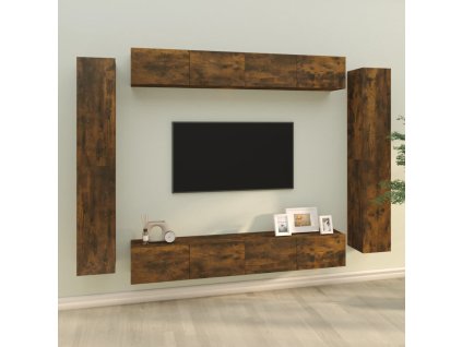 8dílný set TV skříněk kouřový dub kompozitní dřevo 3114299