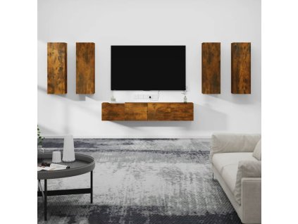6dílný set TV skříněk kouřový dub kompozitní dřevo 3114347