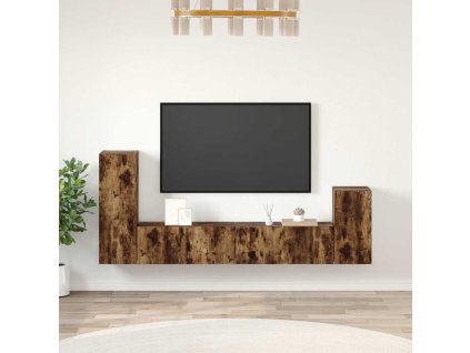 4dílný set TV skříněk kouřový dub kompozitní dřevo 3114627