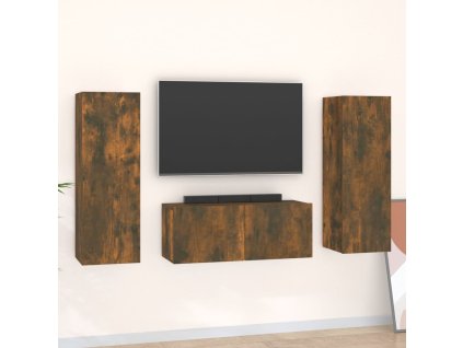 3dílný set TV skříněk kouřový dub kompozitní dřevo 3120233