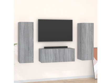 3dílný set TV skříněk šedý sonoma kompozitní dřevo 3120234