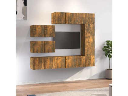 8dílný set TV skříněk kouřový dub kompozitní dřevo 3120293