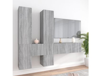 7dílný set TV skříněk šedý sonoma kompozitní dřevo 3120297