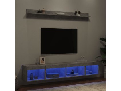 5dílná obývací stěna s LED betonově šedá kompozitní dřevo 3216685