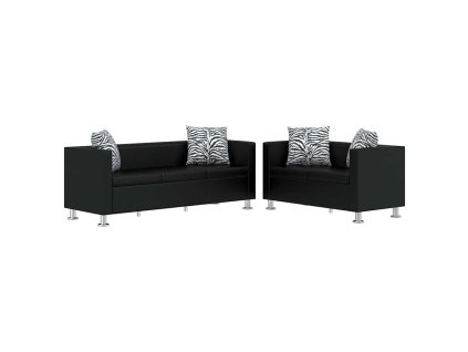 3místná a 2místná pohovka umělá kůže černá 272178