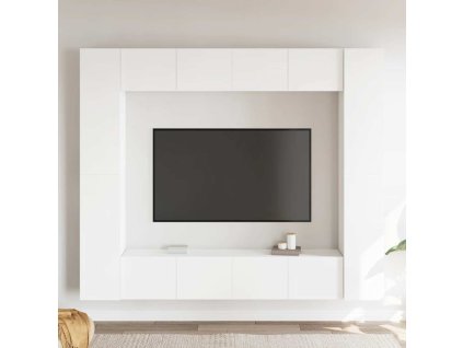 8dílný set TV skříněk bílý kompozitní dřevo 3078650