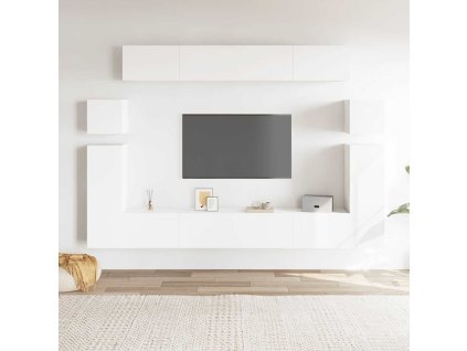 8dílný set TV skříněk bílý kompozitní dřevo 3078725