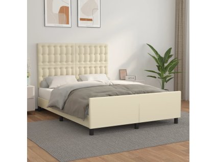 Rám postele s čelem krémový 140x190 cm umělá kůže 3125569