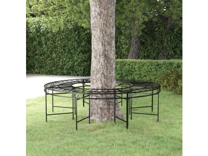 Kruhová lavice kolem stromu Ø 160 cm černá ocel 318821