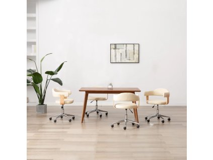 Otočné jídelní židle 4 ks krémové umělá kůže 3054897