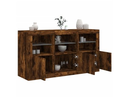 Příborník s LED osvětlením kouřový dub 123 x 37 x 67 cm 3209062