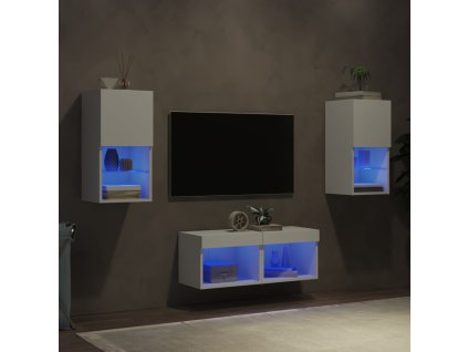 4dílná obývací stěna s LED osvětlením bílá 3216569