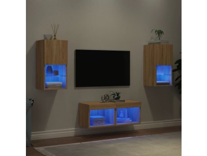4dílná obývací stěna s LED osvětlením dub sonoma 3216571