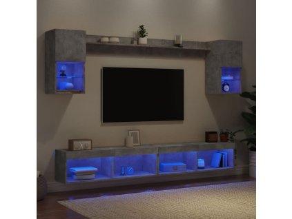 6dílná obývací stěna s LED betonově šedá kompozitní dřevo 3216689