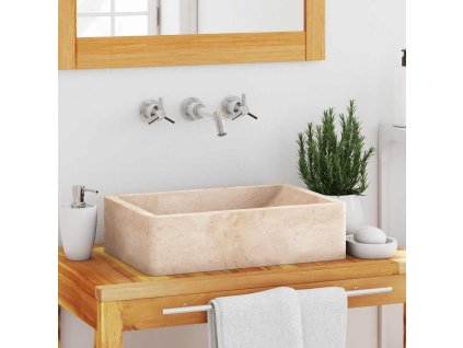 Umyvadlo 45 x 30 x 12 cm mramor krémové s vysokým leskem 142773