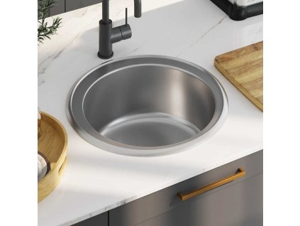 Kuchyňský dřez se sítkem a sifonem nerezová ocel 145071