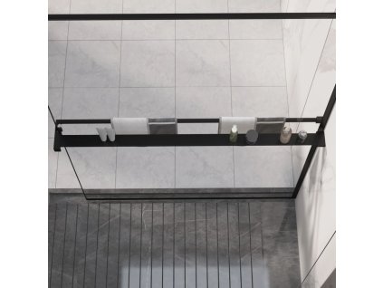 Police na stěnu průchozí sprchy černá 118 cm hliník 153619