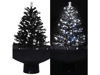 Sněžící vánoční stromek s deštníkovým stojanem černý 75 cm PVC 289931