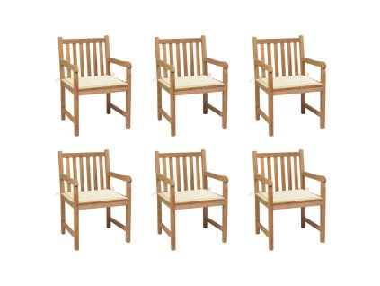 Zahradní židle 6 ks krémové podušky masivní teak 3073033