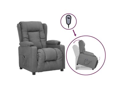 Zvedací křeslo světle šedé textil 3093423